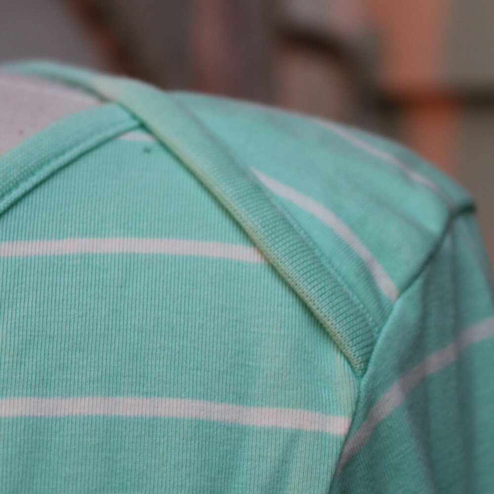 LL Bean Petite Mint w White Stripe Supima Modal Boatneck Long Sleeve Tee Sz LP - Picture 3 of 10